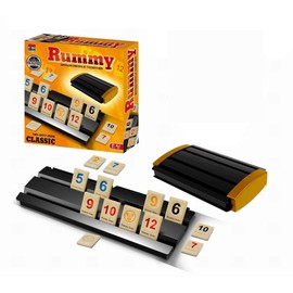 BERYART Rummy Tiles & Cube Game Set with 106 Large Number Tiles, 4 Racks & Dice - Family Board Game for Adults, Kids & Parties - Classic Tile Game for 2-4 Players, Great Gifts (Yellow Large Size)