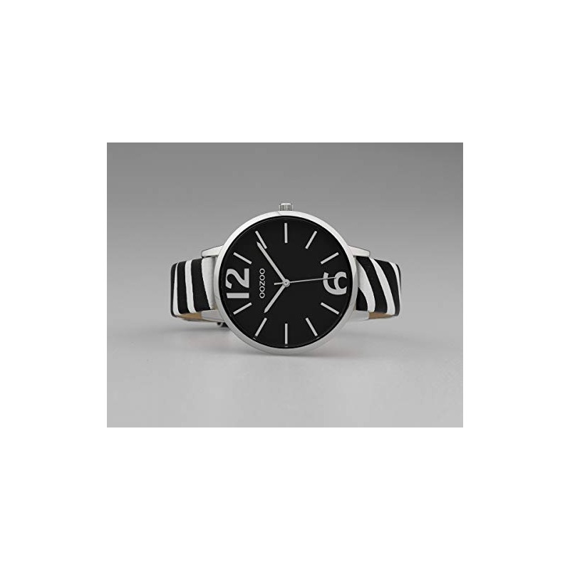 Oozoo Women's Watch with Zebra Look Leather Strap Animal Print