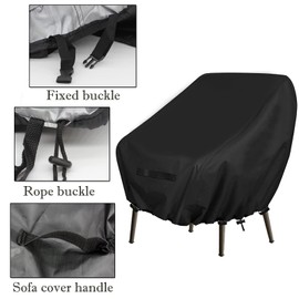 MOZMY Pack of 2 Garden Chair Covers with Buckle, Armchair Garden Chairs Cover, Waterproof, Protective Cover for Garden Chair, Patio Chair, Garden Chair Cover, 89 x 97 x 74 cm