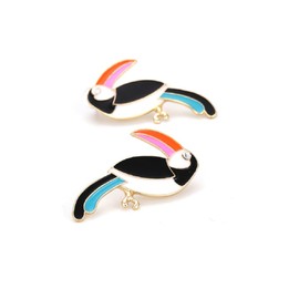 Parrot Toucan Earrings, Rhinestone Tropical Parrot Bird Dangle Earrings for Women, Bohemian Parrot Vacation Earrings for Ladies, Cute Animal Parrot Statement Earrings Summer Boho Jewelry