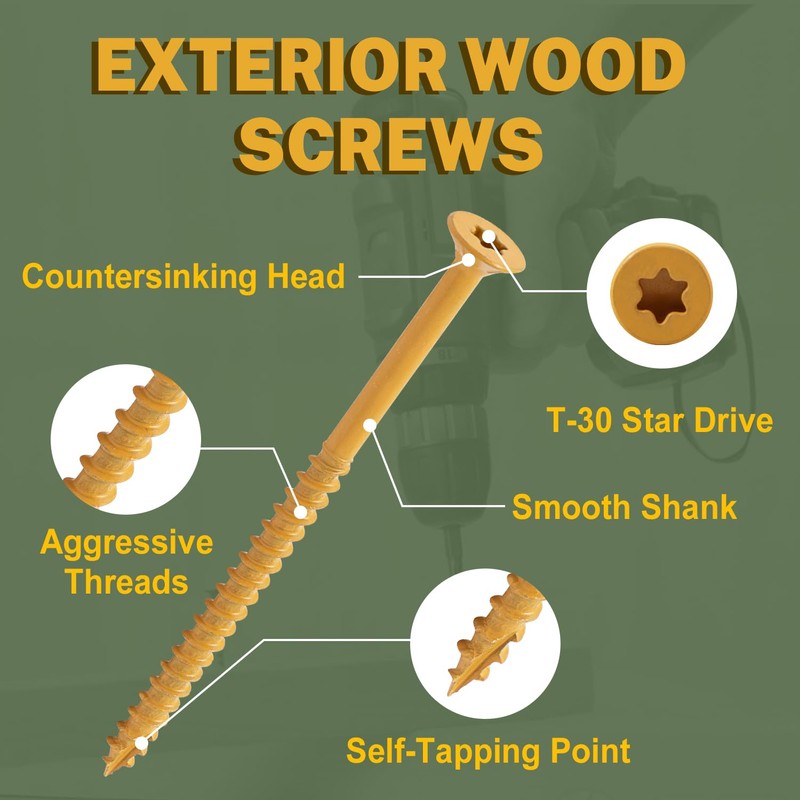 LIONMAX Deck Screws #14 x8 Inch, 100 PCS, Long Wood