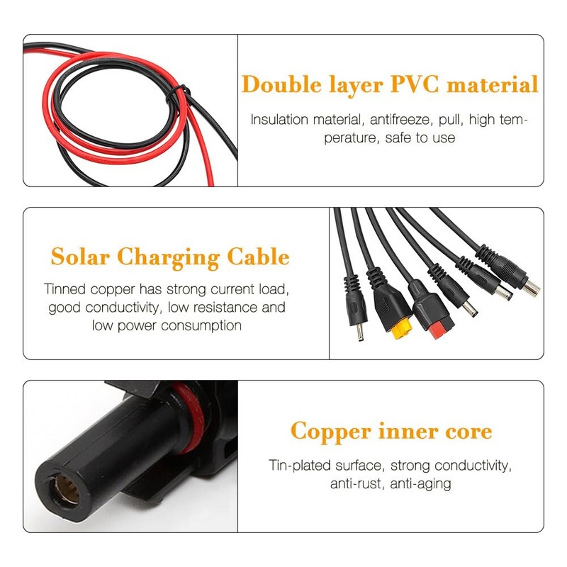 Gobesty 6 in 1 Solar Cable Adapter, Universal Solar Plug