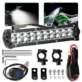 Dirt Bike Light Bar Universal for Most 7/8" Handlebar Motorcycle, Fits for CRF110 KLX110 TTR110 YZF450 RM85, 7-Inch 60W 6000-6500K Clear Headlight, Plug and Play