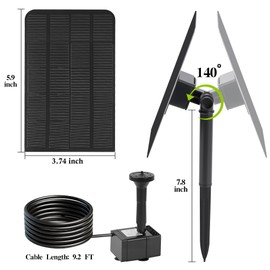Solar Water Fountain for Bird Bath Solar Water Pump with Seperated Solar Panel 2.5w 5v Solar Powered Water Fountain for Small Pond Garden Water Feature Decoration
