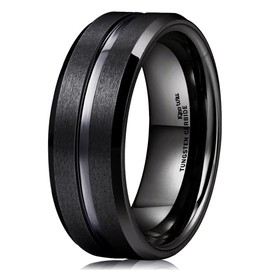 Couple Rings Set 2in1 Black Bridal Ring Matte Black Groove Ring His and Hers Wedding Ring Sets for Lover Anniversary Engagement Promise Rings Bridal Sets