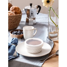 LE TAUCI Ramekins with Lids, 4 oz Ramikin Set for Creme brulee, Souffle, Dipping Sauces, Ceramic Food Storage Containers Great for leftovers - 3.8 inch, Set of 4, Arctic White