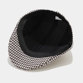 yolrdiw Classic Houndstooth Plaid Ivy Flat Cap Gatsby Cabbie Driver Newsboy Hat for Men Women Grey