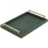 XIGEXIGE Green Decorative Serving Tray,Rectangular Tray for Coffee Table,Faux Leather