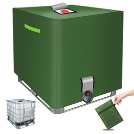 MaxAwe 1000L IBC Tank Cover, Tarpaulin for Water Tank with and Reflective Strips, 420D Waterproof Protective Tarpaulin Protective Cover, Green IBC Container Cover for IBC Tank Container Rain Butt