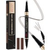 LAVONE Curved Eyebrow Pencil, 2-in-1 Waterproof Eyebrow Pen with 4