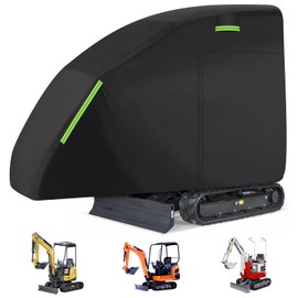 Mini Excavator Cover for Bobcat E20/Kubota KX015-4/John Deere 17 P/Takeuchi TB210R/Yanmar ViO17, Waterproof Sun Rain Dust Snow Protection Excavator Cover with Zipper Door-Black