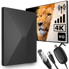 Retoo Antenne DVB-T DVB-T2 mit Verstärker 35dB, Zimmerantenne für Innen und Außen, 5m Kabel, 360° Empfang, TV Antenne für Fernseher, Receiver, Radio, UHF VHF FM, DC 5V Versorgung