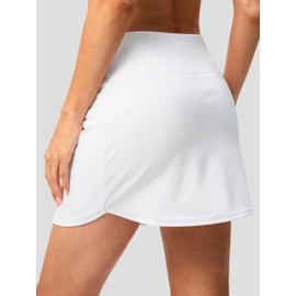 G Gradual Skorts for Woman Golf Skirt High Waisted with 2 Inner Pockets Built-in Shorts Stretchy for Tennis Summer Casual, White, Large