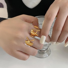 K Initial Rings for Women, GoldChic Jewelry Women's Adjustable Letter Statement Ring Harrys Styles Rings