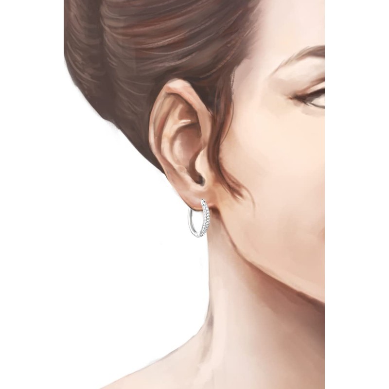 Schöner-SD Hoop Earrings Medium 18 mm 925 Silver with Zirconia,