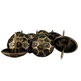 Sidco Supply 50 Pack - Iron Clavos - Decorative Nails 1 inch - Upholstery Tacks - Antique Accent - Clavos - for Wood Home Improvement, Farmhouse Shutters, Barn Door, Furniture Nails (Black and Gold)