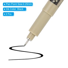 PATIKIL Micro Pen Fineliner Pens, 2Pcs 0.25mm Fine Point Drawing Pens Waterproof for Archival Artist Calligraphy Illustration Journaling Sketch, Black