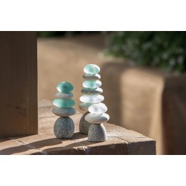 Home Decor New Mini White Stone and Glass Cairn Set Home Decor