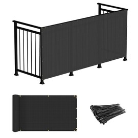 Windscreen4less 3'x12' Deck Balcony Privacy Screen Fence Apartment Balcony Mesh Screen with Zip Ties Chain Link Fence Cover UV Protection for Outdoor Patio Backyard Pool Porch Railing, Black