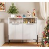 White Buffet Cabinet with Storage, Fluted Storage Cabinet with Doors