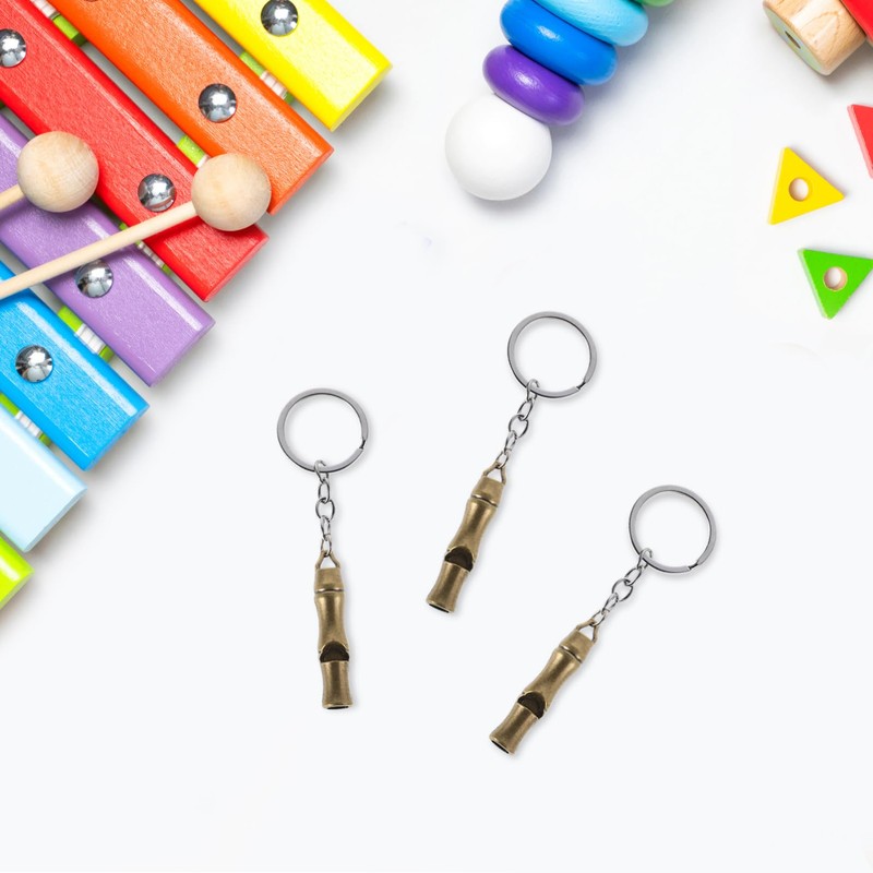 ORFOFE 6pcs Brass Survival Whistle Keyring Loud Multi-Function Whistles for