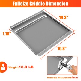 Hisencn Griddle for Chargriller 5050, 3001, 5650, 3008, 3030, 3725, for Char-griller Flat Top Griddle, Carbon steel for Chargriller 5050 grill Griddle Insert, with Handle