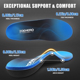 1 Pair Arch Support Insoles,Robust Arch Support Shoe Inserts for Men & Women,Built-in Arch Support Plate,Deep Heel Cup and Heel Cushioning Foam,Comfort Insoles for Standing All Day,Work,Sports