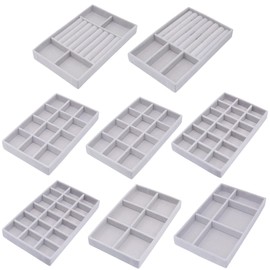 7Color Sky Jewelry Storage 8PACK, Velvet Jewelry Organizer Trays, 4PCS Stackable Jewelry Tray for Drawers, Grey Organizer for Rings, Earrings, Necklaces, Watches, Bracelets, Brooches