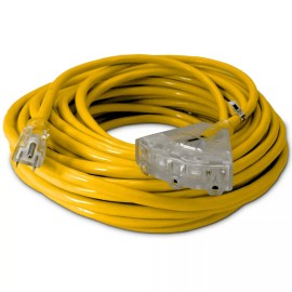 Watt's Wire 12 Gauge Heavy Duty Lighted Extension Cords 3-Outlet SJTW Indoor / Outdoor 12 3 - 12 Awg - 75 ft
