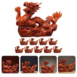 Baluue Chinese Dragon Figurine Wood Fengshui Statue 2024 Year of The Dragon Sculpture Collectibles Home Office Desktop Decoration Good Lucky 10cm