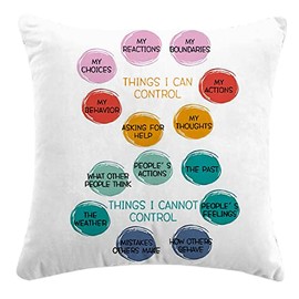 JIMOWANG Things I Can Control Psychology Mental Health Therapy Throw Pillow Cover, Motivational Inspirational Mental Health Therapy Cushion Cover for Sofa Bed Home Decor 18 x 18 Inches