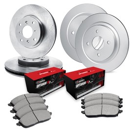 R1 Concepts Front and Rear Brake Kit For 1984-1986 Nissan 200SX; 1982-1983 Nissan Maxima| Blank Brake Rotors| Optimum Oep Brake Pads and Rotors Kit