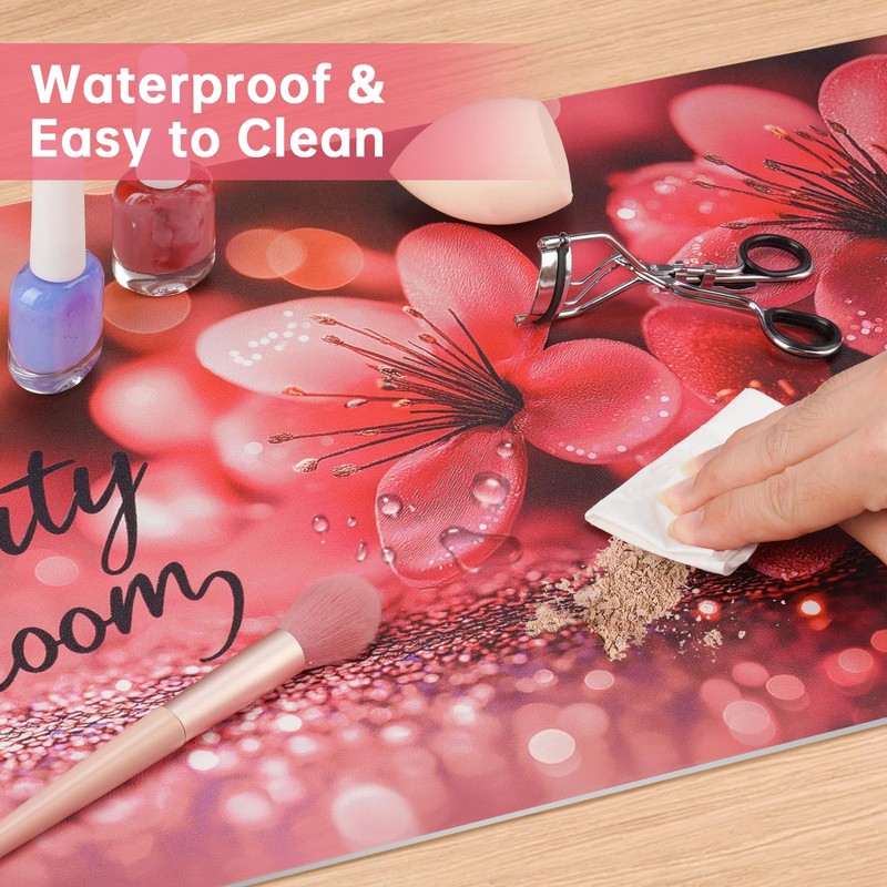 Dual-Sided Synthetic Leather Decorative Makeup Mat for Crafting, Furniture Protection,