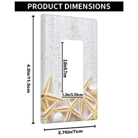 Pznen Rustic Seashell Single Rocker Wall Plate Conch Shell on White Wood Plank Coastal Beach 1-Gang Rocker Light Switch Plates Standard Receptacle Plug Cover for GFCI Outlet