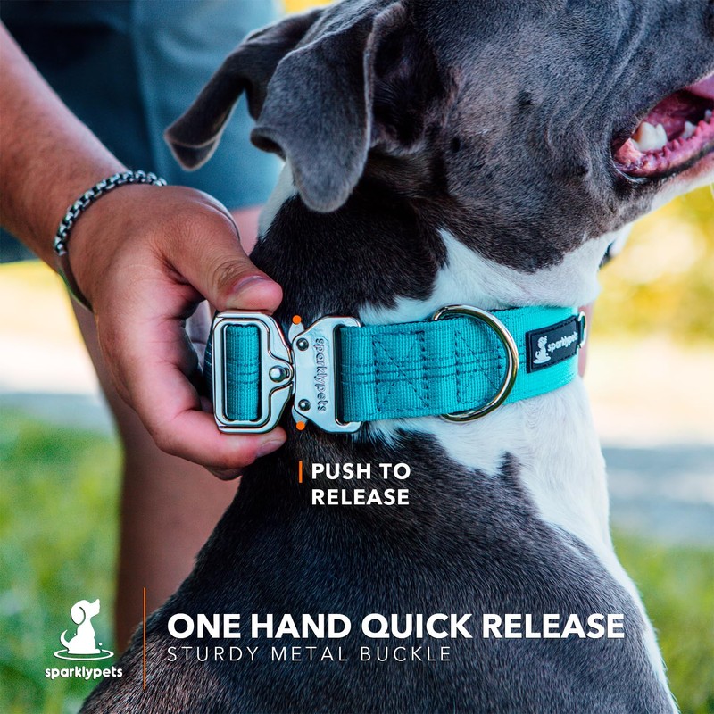 SparklyPets Heavy Duty Wide Dog Collar with Quick Release Chrome
