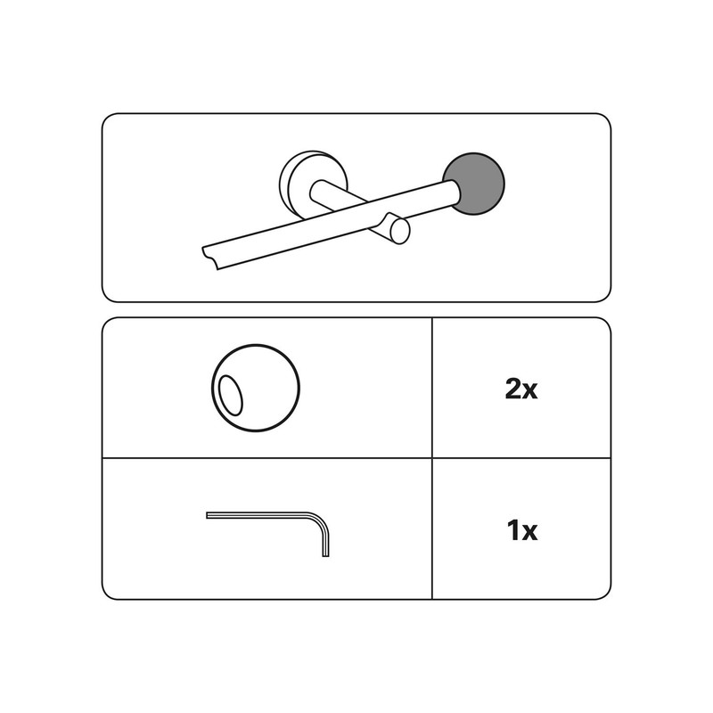 Gardinia Ball 2 x End Pieces, Metal, Matt Black, for