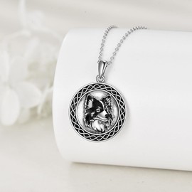 YAFEINI Dog Necklace Sterling Silver Dog Pendant Necklace Border Collie Necklace Animal Necklace Dog Jewellery Gifts for Women Men Girls, Sterling Silver