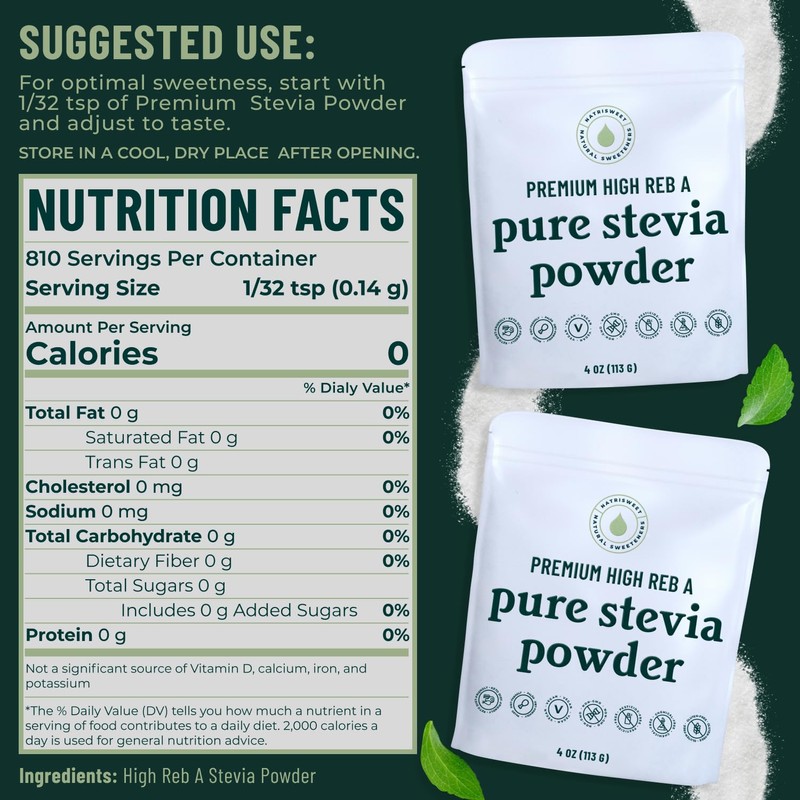Premium Pure Stevia Powder, Powdered Stevia Extract Natural SteviaPowder for