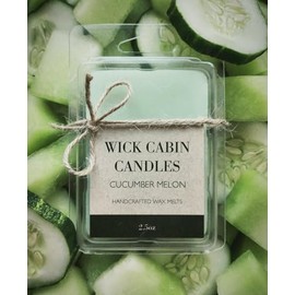 Cucumber Melon - Wick Cabin Candles - Long Lasting - Rustic Style - Handcrafted Custom Soy Blend Wax Melts