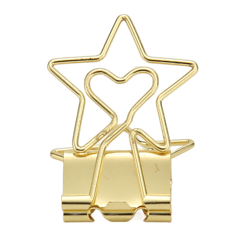100 Pcs Binder Clips Star Shape Paper Clamps Hollow Long