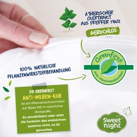 SWEET NIGHT Sweetnight Greenfirst Mattress Protector, 140 x 190/200 cm, Plant Treatment, Waterproof and Anti-Dust Mite Mattress Topper, 100% Cotton Fleece, Quiet and Breathable