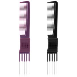 Lift Teasing Combs with Metal Prong 2 Pack Salon Teasing Back Combs Lifting Fluffing Comb with Metal Pick