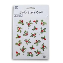 Holly Berry Christmas Stickers for Journaling, Scrapbooking, Cardmaking, Arts & Crafts - 40 Pieces