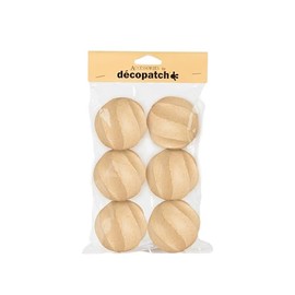 Décopatch NO064C - Pack of 6 Twisted Cardboard Baubles for Hanging, 7.5 x 13.5 x 21 cm, Ideal for Christmas Decoration, Cardboard Brown, 1 Pack
