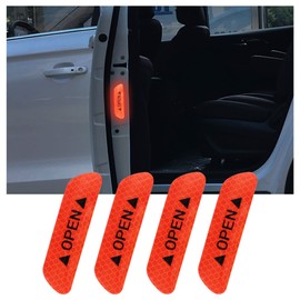 4PCS Reflective Open Prompt Stickers for Car Door,Universal Car Open Reflective Warning Stickers,Night Visibility Anti-Collision Protective,Auto Decoration Accessories for Truck, SUV, Van (Red)