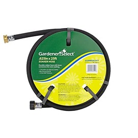 Gardener Select Durable Standard Outdoor Rubber Garden Soaker Hose W/Brass Connectors, Black, 5/8" by 25'