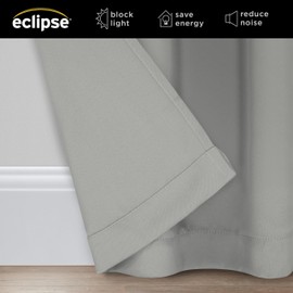 Eclipse Darrell Thermaweave Blackout Grommet Extra Wide 84" x 100" Sliding Patio Door Curtain Panel in Grey