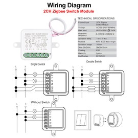 2CH Zigbee Mini Smart Switch Relay Module Support 2 Way Control Switch for Smart Home Automation, Compatible with Alexa