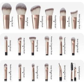 MAANGE Brochas de Maquillaje con Estuche 18 Piezas Set de Brochas para Maquillaje Profesional Juego de Brochas Kabuki Sintético Premium Sombra de Ojos en Polvo para Base de Maquillaje (Oro negro)