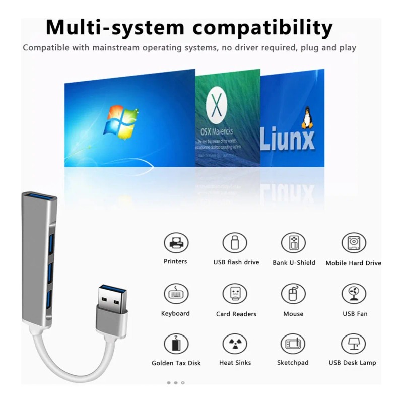 Adaptador Para Laptop Hub Usb A Usb 3.0 4 En